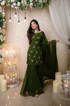 New Fancy Fox Georgette With Embroidered Work Sharara Suit